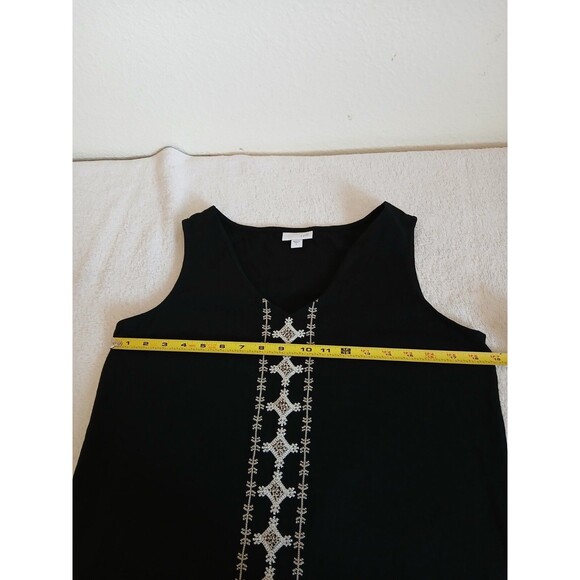 J Jill  size Dress Black sleeveless 100% Cotton Embroidered Size Smalll Boho - Picture 10 of 13
